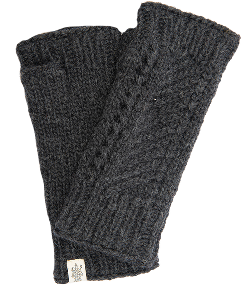 Diagonal Knit Fingerless Gloves - Wool, Fleece Lined – nirvannadesigns