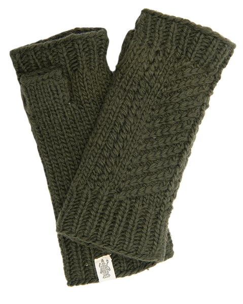 Diagonal Knit Fingerless Gloves - Wool, Fleece Lined – nirvannadesigns