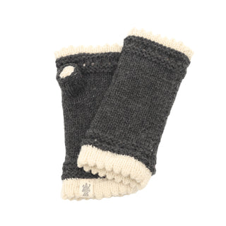 A pair of Les handwarmers with ribbed cuffs isolated on a white background.