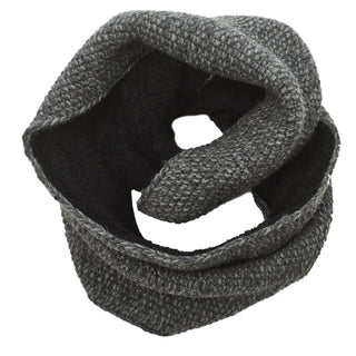 A grey and black Sherpa Lined Infinity Scarf on a white background.