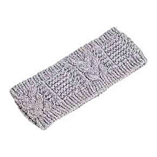 A handmade in Nepal, gray Merino Cable Headband with a cable knit pattern design.