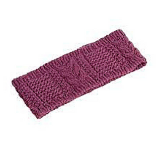 A pink Merino Cable Headband laid on a white background.
