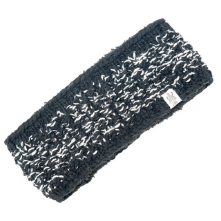 A black and white knitted Aurora Headband.