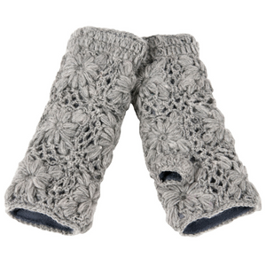 Flower Hand Crochet Fingerless Gloves