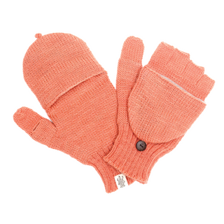 A pair of Bryant Fingerless Gloves with Flap in pink color on a white background.