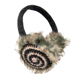 Spiral earmuffs with fur accents.