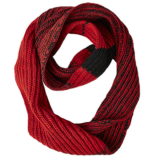 A red and black Ivy League Infinity Scarf arranged in a loop.
