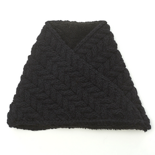 A black Dream On Neckwarmer laid flat on a white background.