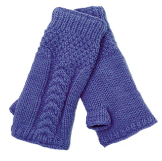 A pair of Cable Handwarmers made with organic materials.