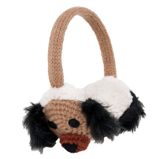 A handmade Crochet Dog Earmuffs made of 100% wool.