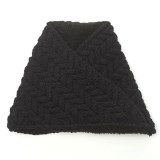 A black, Dream On Neckwarmer displayed on a white background.